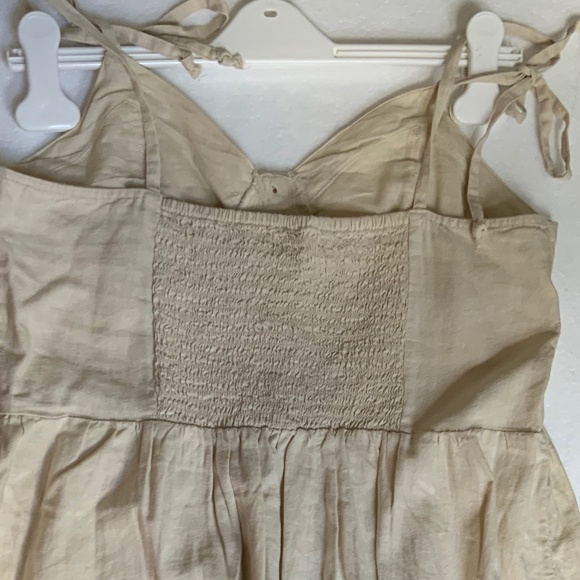 Aerie Women Babydoll Casual Linen Mini Dress in Ivory Size Large - Picture 9 of 11